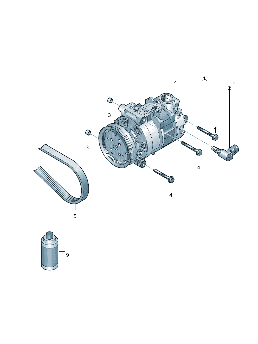 AC Compressor 5Q0820803F 1K0820803E 5K0820803J Compatible with AUDI A3 Convertible (8V7, 8VE) | A3 / S3 & Q3 (8UB, 8UG) & Q7 (4LB) & TT (8J3) & SKODA SUPERB III (3V3) & VW  JETTA III (1K2) | BORA | VENTO
