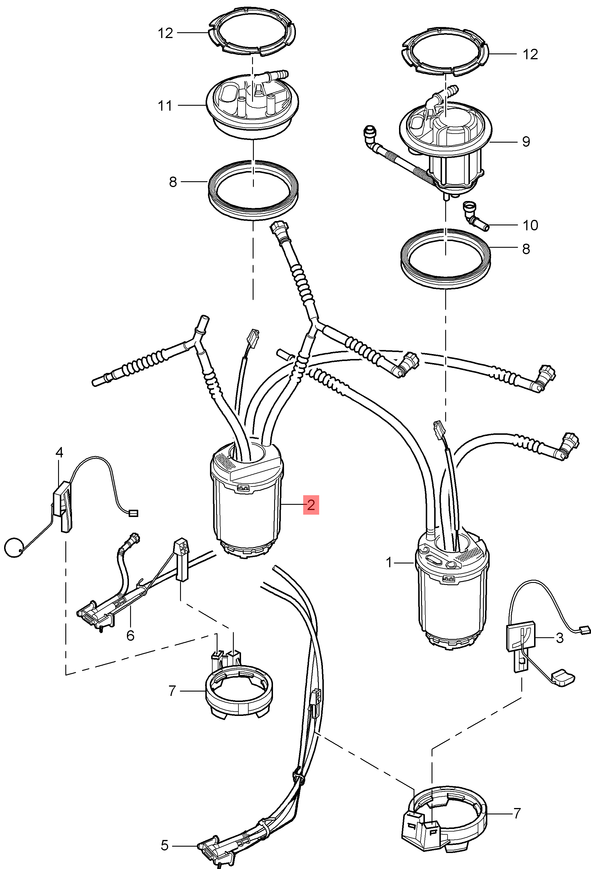 Fuel Pump 95562093201  compatible with Porsche Cayenne 03-10 RH Tag-F-50