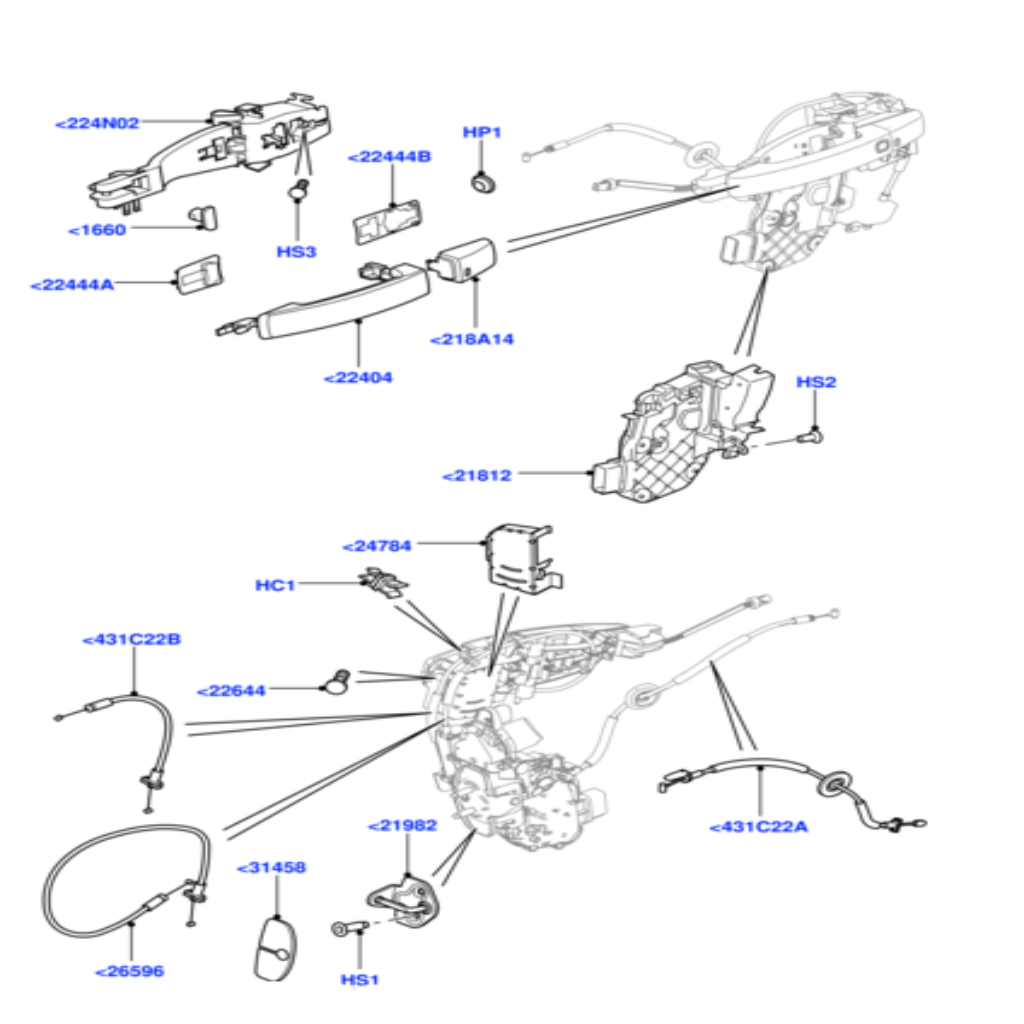 Release Cable LR013916 Compatible With RANGE ROVER SPORT I (L320)  (2010-16)