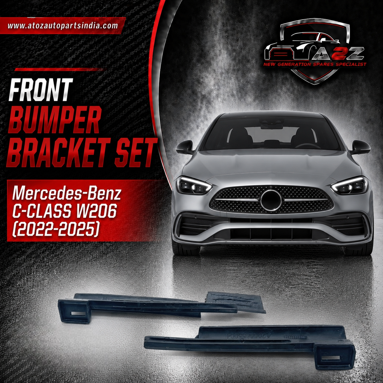 Front Bumper Bracket Left 2068855904 & Right 2068856004 Compatible With Mercedes-Benz C-CLASS W206 (2022-2025) Tag No.808