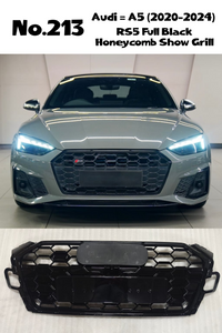 RS5 Full Black Honeycomb Show Grill Compatible With Audi = A5 (2020-24) Tag No.213