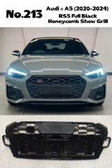 RS5 Full Black Honeycomb Show Grill Compatible With Audi = A5 (2020-24) Tag No.213