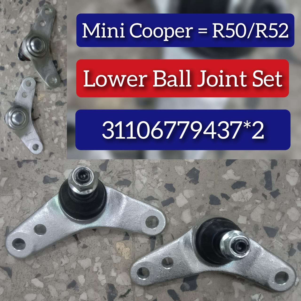 Front Lower Ball Joint Right 31106779438 & Left 31106779437 Set Compatible With MINI COOPER Hardtop (R50) Convertible (R52)