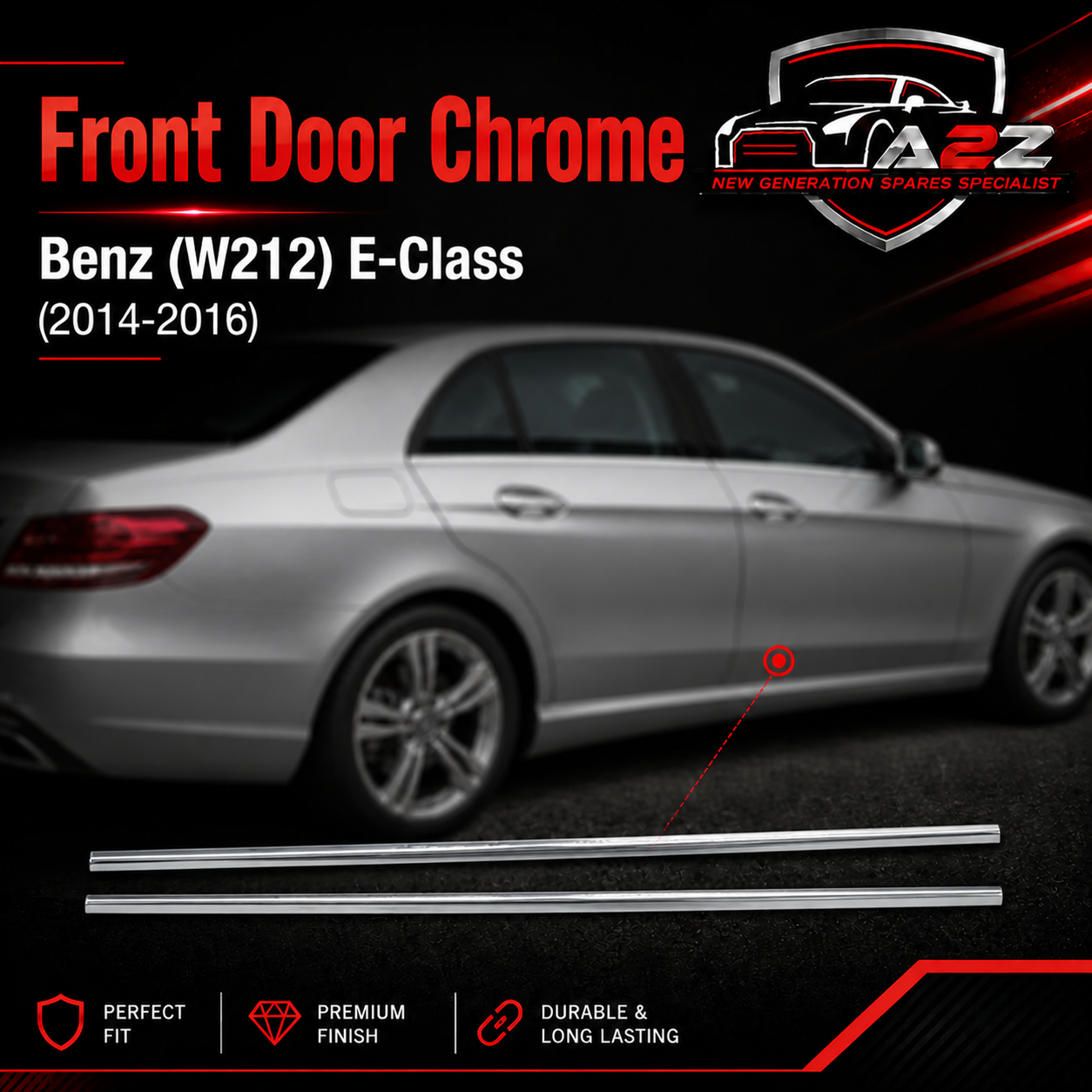 Front Door Chrome Left 2126904582 & Right 2126904682 Compatible With Mercedes Benz (W212) E-Class (2014-2016) Tag No.291