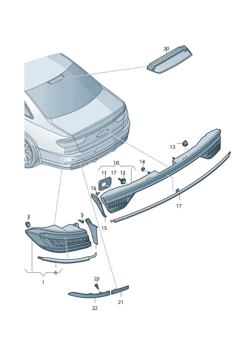 Rear Bumper Light (Set) Left 4N0945105A & Right 4N0945106A Compatible With Audi A8 4N (18-22) Tag No.179