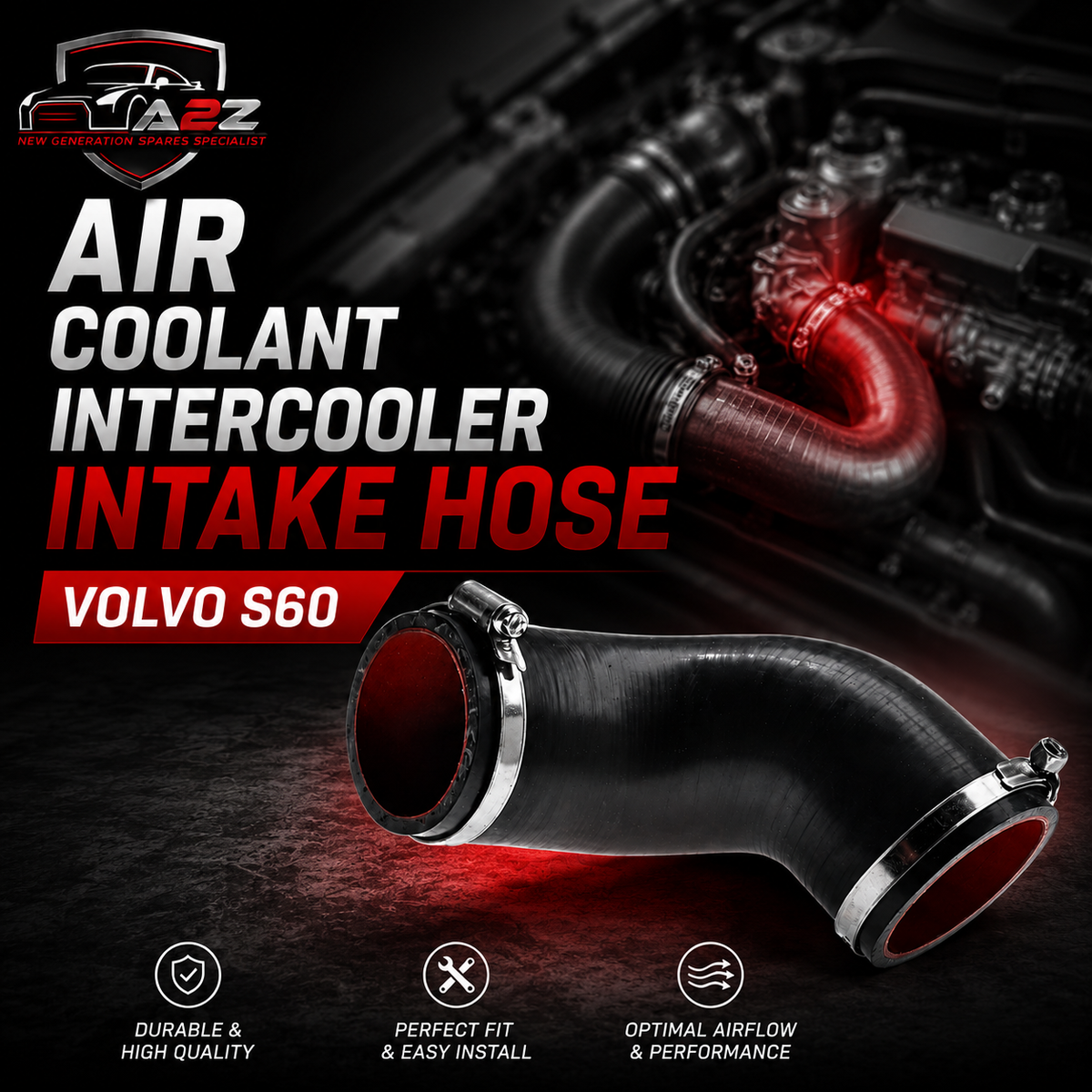 Air Coolant Intercooler Intake Hose  Compatible With VOLVO S60 II (134) & S80 II (124) & XC60 I SUV (156)