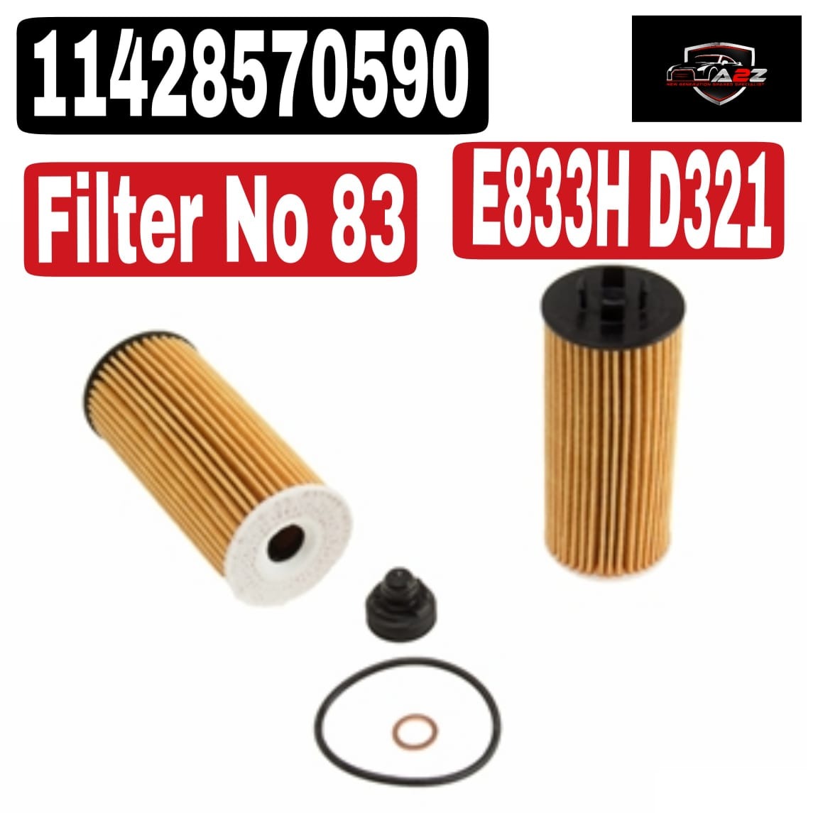 Oil Filter 11428570590 & E833H D321 & OX815 Compatible With BMW i8 (I12) & X1 (F48) & MINI  (F55) | MINI / COOPER & MINI (F56) | MINI / COOPER Tag 83