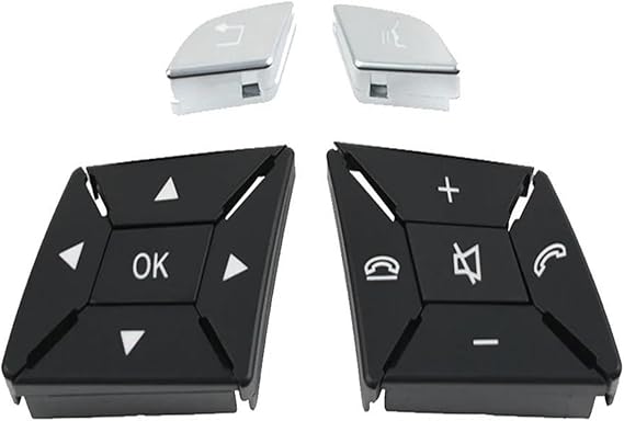 Black+Silver-Square Steering Wheel Switch Control Buttons 1669052800 1669052900 Compatible with MERCEDES BENZ GL-CLASS W166 & ML-CLASS W166 & G Class W463 & GLC C218