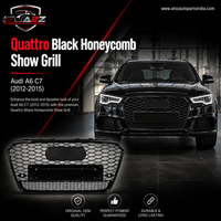 RS6 Quattro Black Honeycomb Show Grill Compatible With  Audi A6 C7(2012-15) RS6 Quattro Black Chrome Tag 56