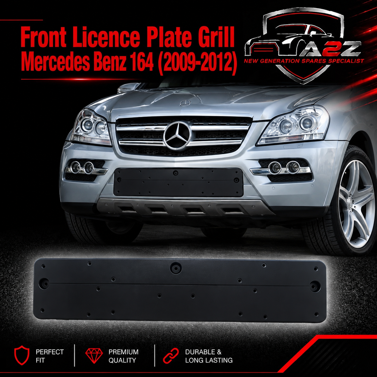Front Licence Plate Grill 1648851781 A1648851781 Compatible With Mercedes Benz 164 (2009-12) Tag No.339