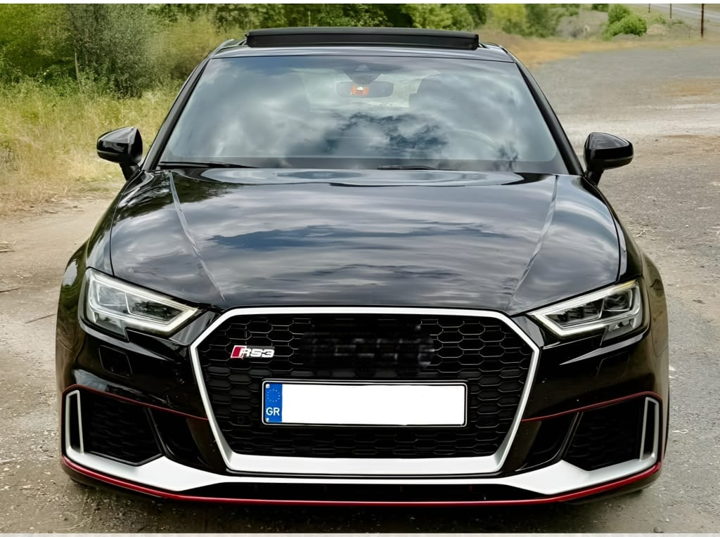 RS3 Black And Chrome Honeycomb Show Grill Compatible With Audi = A3 (2017-20) Tag No.97