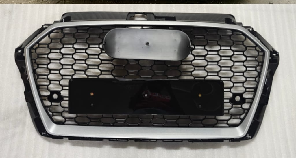 RS3 Black And Chrome Honeycomb Show Grill Compatible With Audi = A3 (2017-20) Tag No.97
