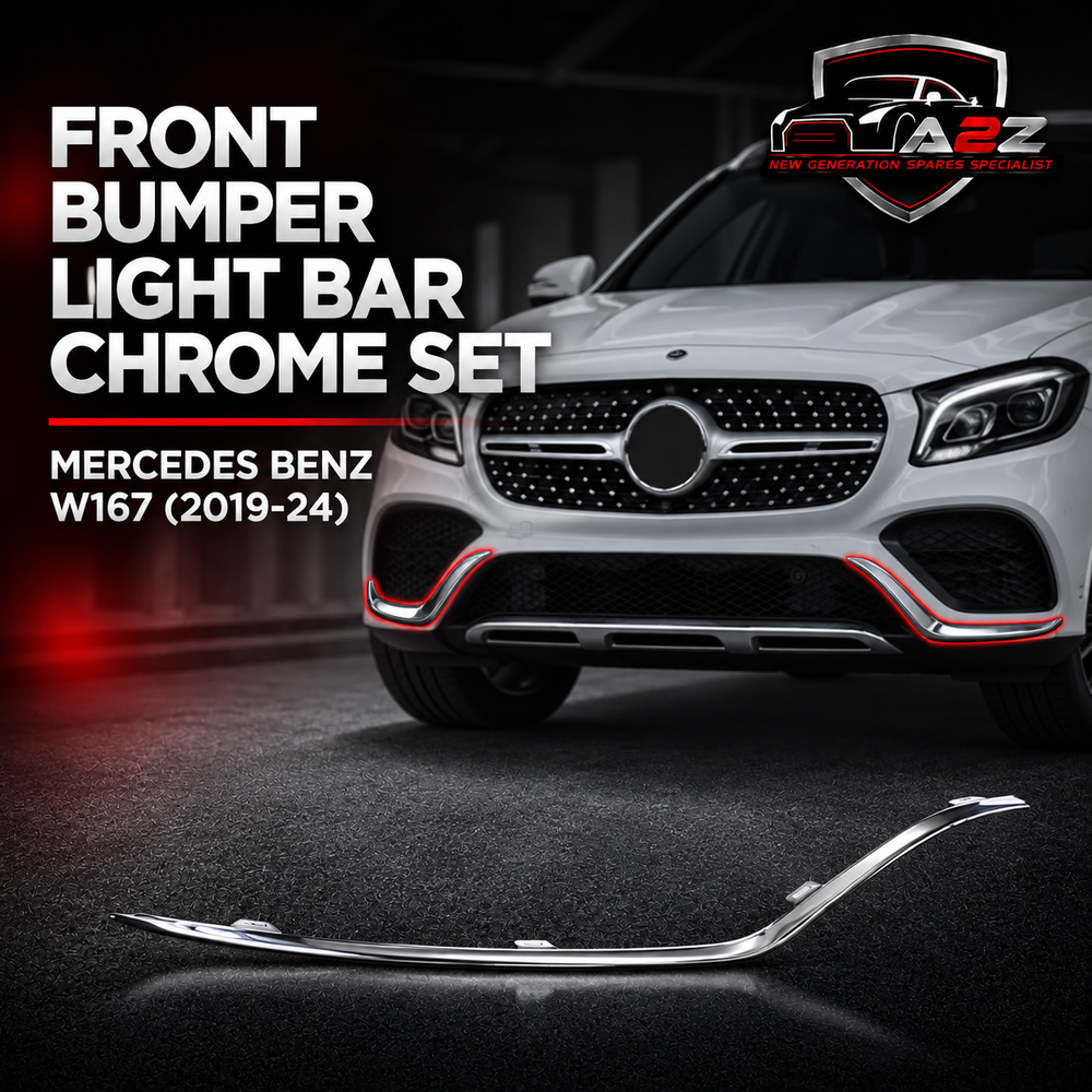 Front Bumper Light Bar Chrome Set Left 1678856803 & Right 1678856903 Compatible With Mercedes Benz W167 GLE (2019-24) Tag No.605