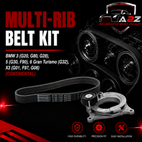 Multi Rib Belt Kit 6PK1157EXTRAK1 Compatible With BMW 3 (G20, G80, G28), 5 (G30, F90), 6 Gran Turismo (G32), X3 (G01, F97, G08) (CONTINENTAL)