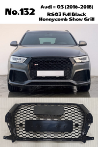 RSQ3 Full Black Honeycomb Show Grill Compatible With Audi Q3(2016-2018) Tag No.132