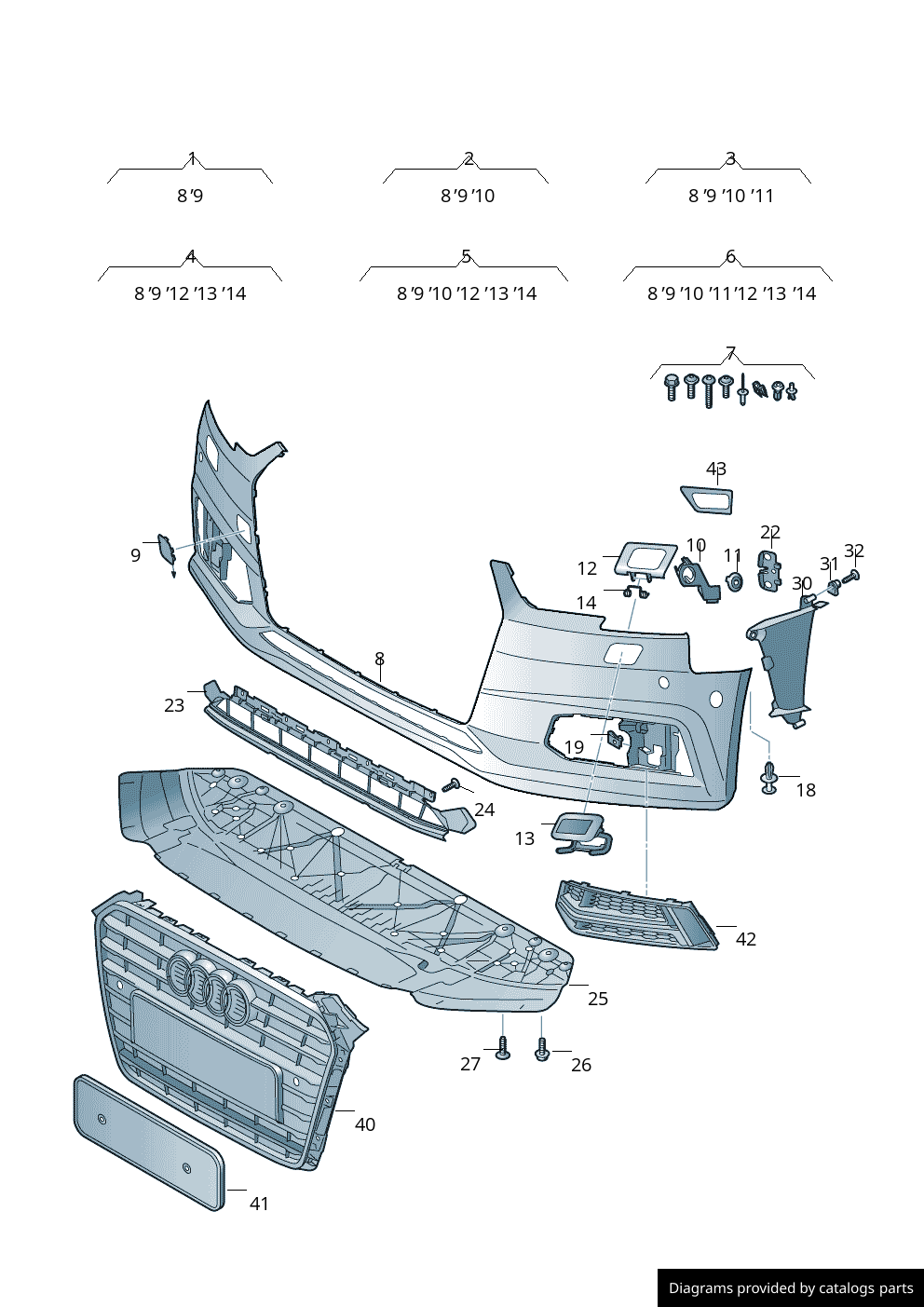 Front Rear Bumper 8W0807065K 8W0807065KGRU Compatible With AUDI A4 B9 (8W2, 8WC) | A4 / S4 (2016-2019) Tag No.14