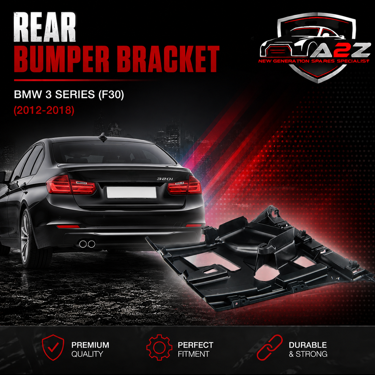 Rear Bumper Bracket Left 51127384465 & Right 51127384466 Compatible With BMW 3 Series (F30) 2012-2018 Tag No.1542
