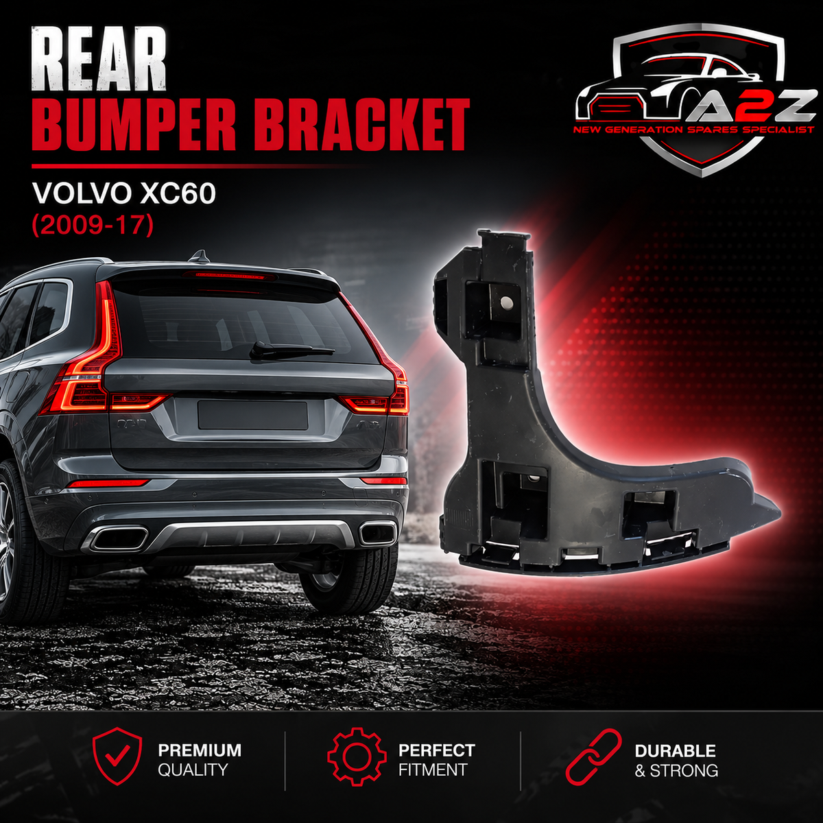 Rear Bumper Bracket Left 31383481 31365450 Compatible With Volvo XC60 (2009-17)