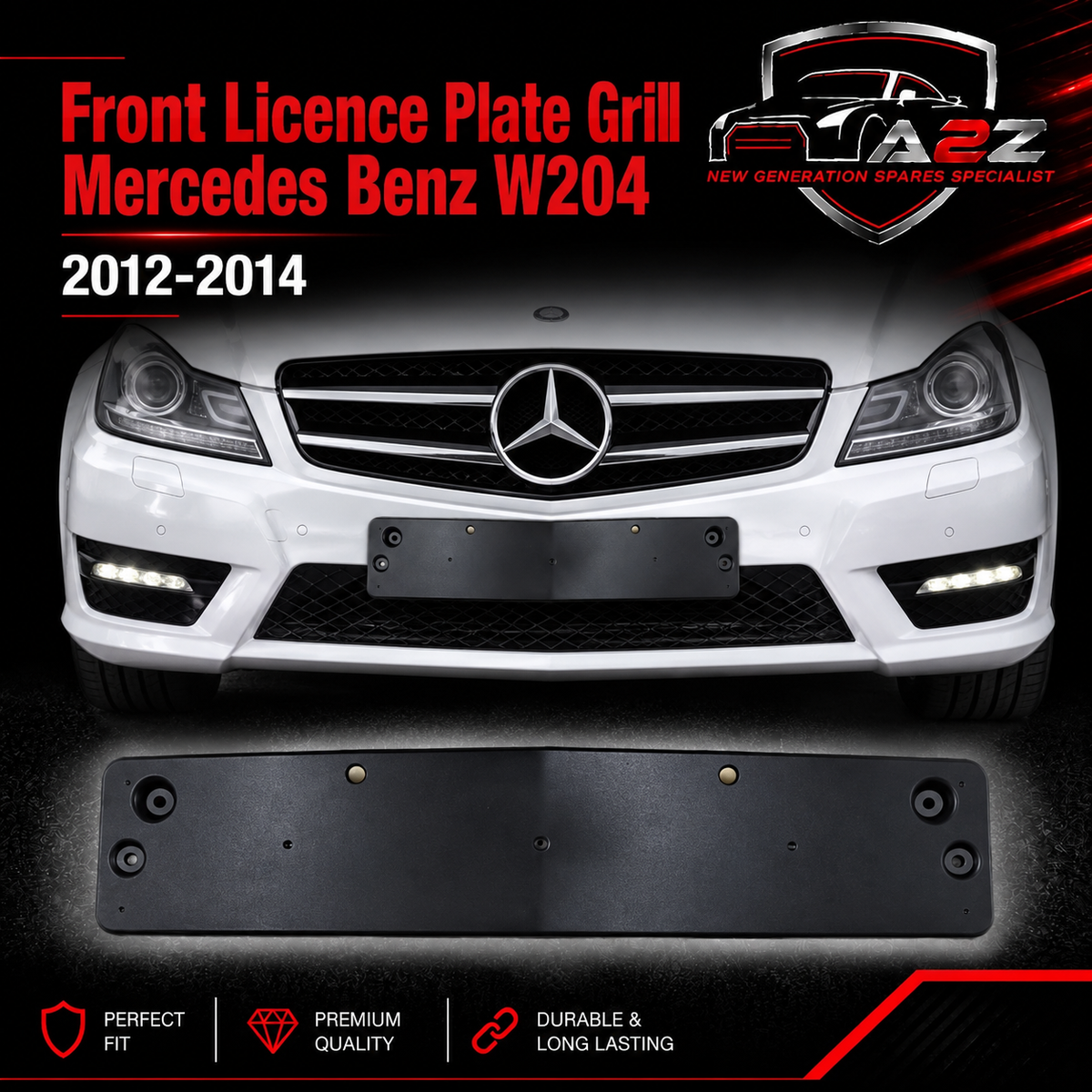 Front Licence Plate Grill 2048173278 Compatible With Mercedes Benz W204 2012-14 Tag No.347