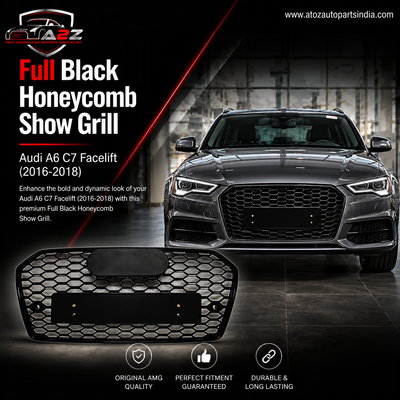 RS6 Full Black Honeycomb Show Grill Compatible With Audi A6 C7 Facelift(2016-18) Tag No.64