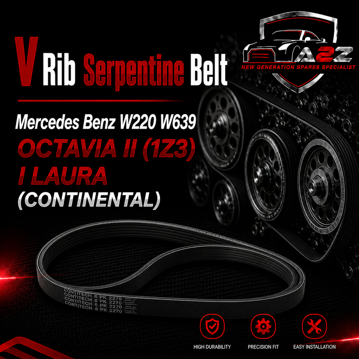 V-ribbed Serpentine Belt 0139978792 Compatible With Mercedes Benz W220 W639
