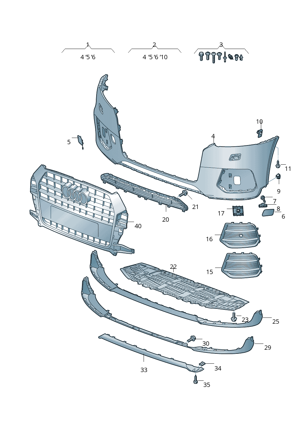 Front Bumper Lower Grill 8U0807683C & 8UD807683 Compatible With AUDI Q3 (8UB, 8UG) Tag No.164
