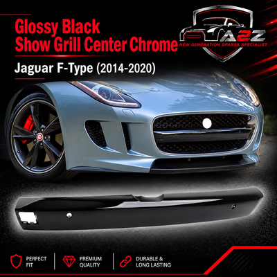 Glossy Black Show Grill Center Chrome T2R2828 Compatible With Jaguar F-Type (2014-2020) Tag No.81