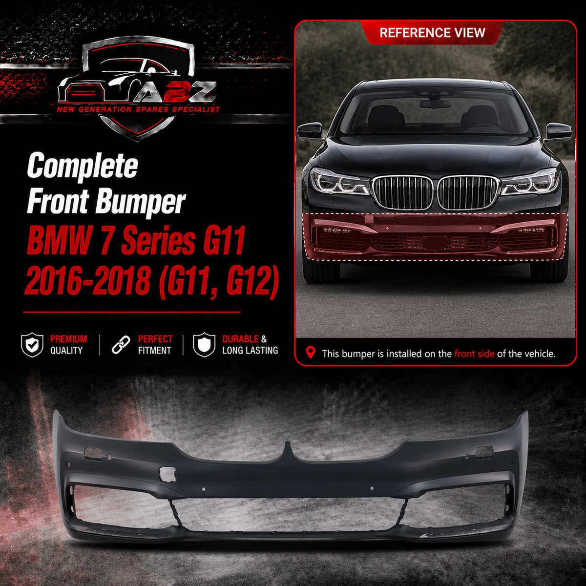 Front Bumper 51117402813 Compatible With BMW 7 Series G11 2016-2018 (G11, G12) Tag No.472