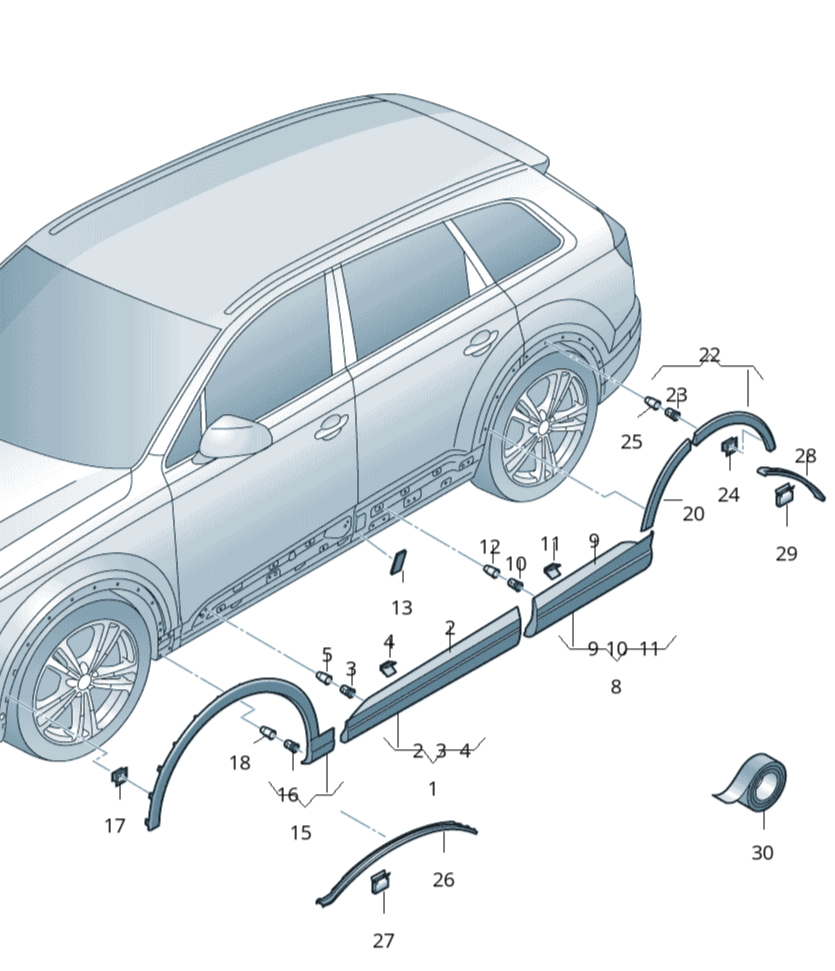 Front Right Wheel Arch (EYEBROW) 4M0853818HGRU Compatible With AUDI Q7 4M (2016-2020)