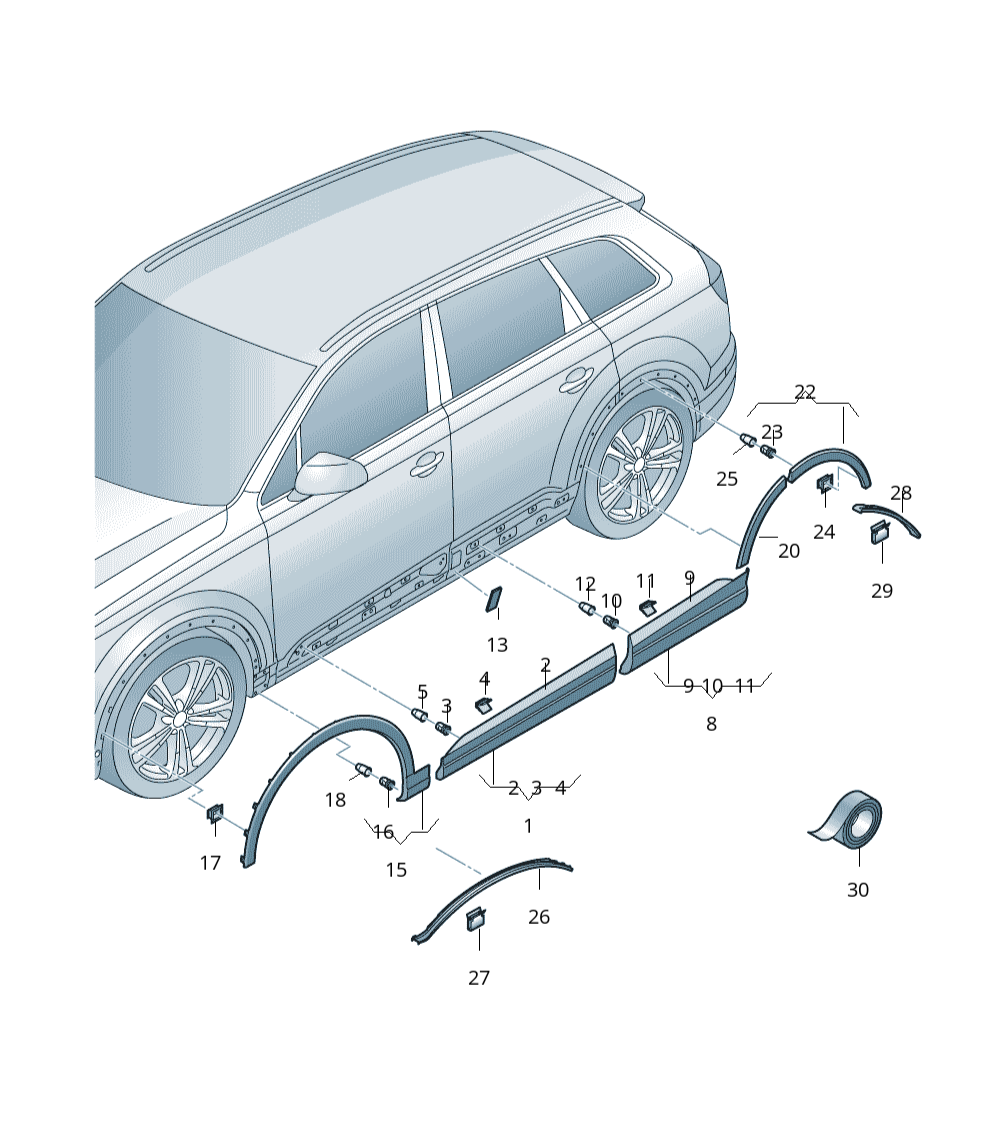Front Right Wheel Arch (EYEBROW) 4M0853817HGRU Compatible With AUDI Q7 4M (2016-2020)