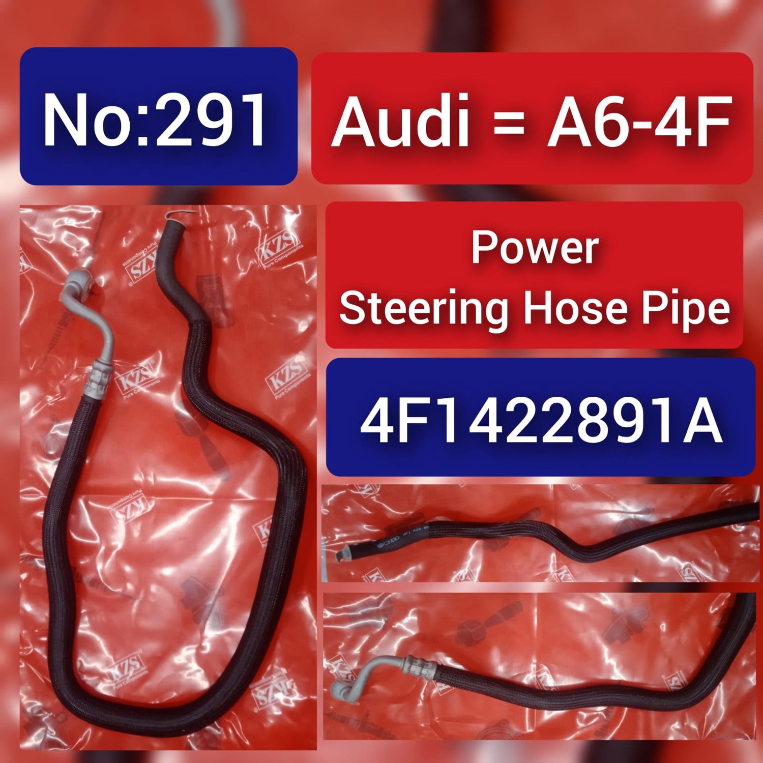 Power Steering Hose Pipe 4F1422891A 4F1422891M Compatible with AUDI A6 4F Tag-H-291