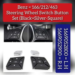 Black+Silver-Square Steering Wheel Switch Control Buttons 1669052800 1669052900 Compatible with MERCEDES BENZ GL-CLASS W166 & ML-CLASS W166 & G Class W463 & GLC C218