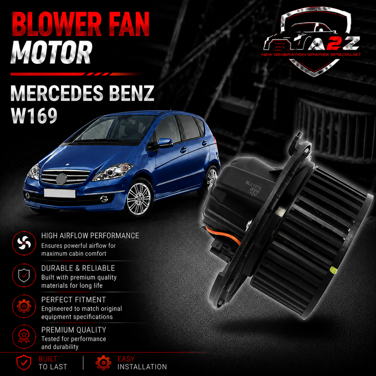 Blower Fan Motor 1698200642 Compatible With Mercedes Benz W169