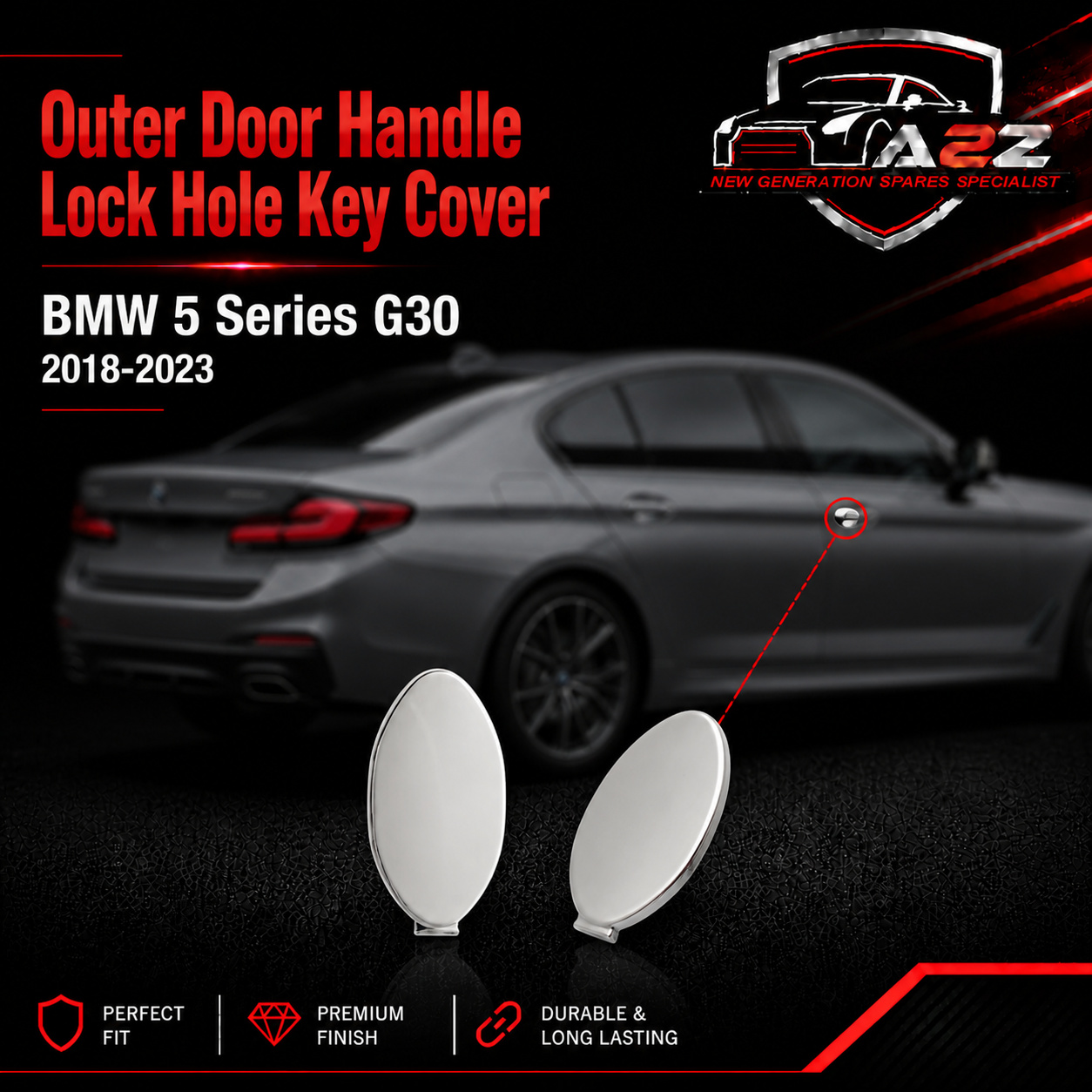 Outer Door Handle Lock Hole Key Cover 51217489341  Compatible With BMW 5 Series G30 2018-2023 Tag No.55