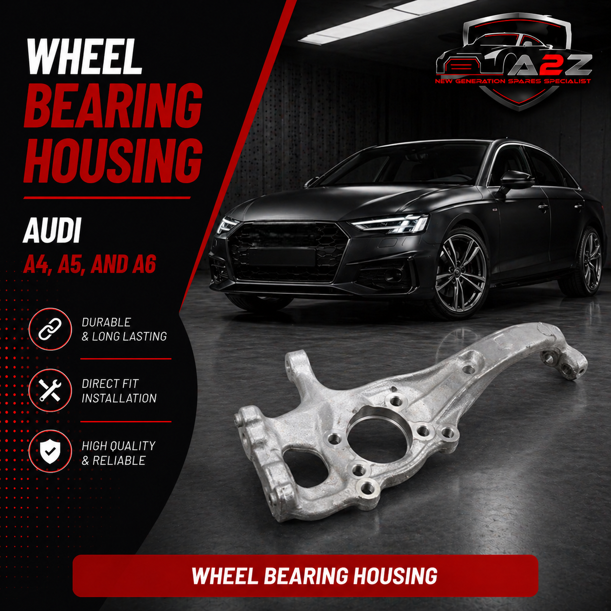 Wheel Bearing Housing Right/Left 4G0407254D Compatible With Audi A4, A5, and A6