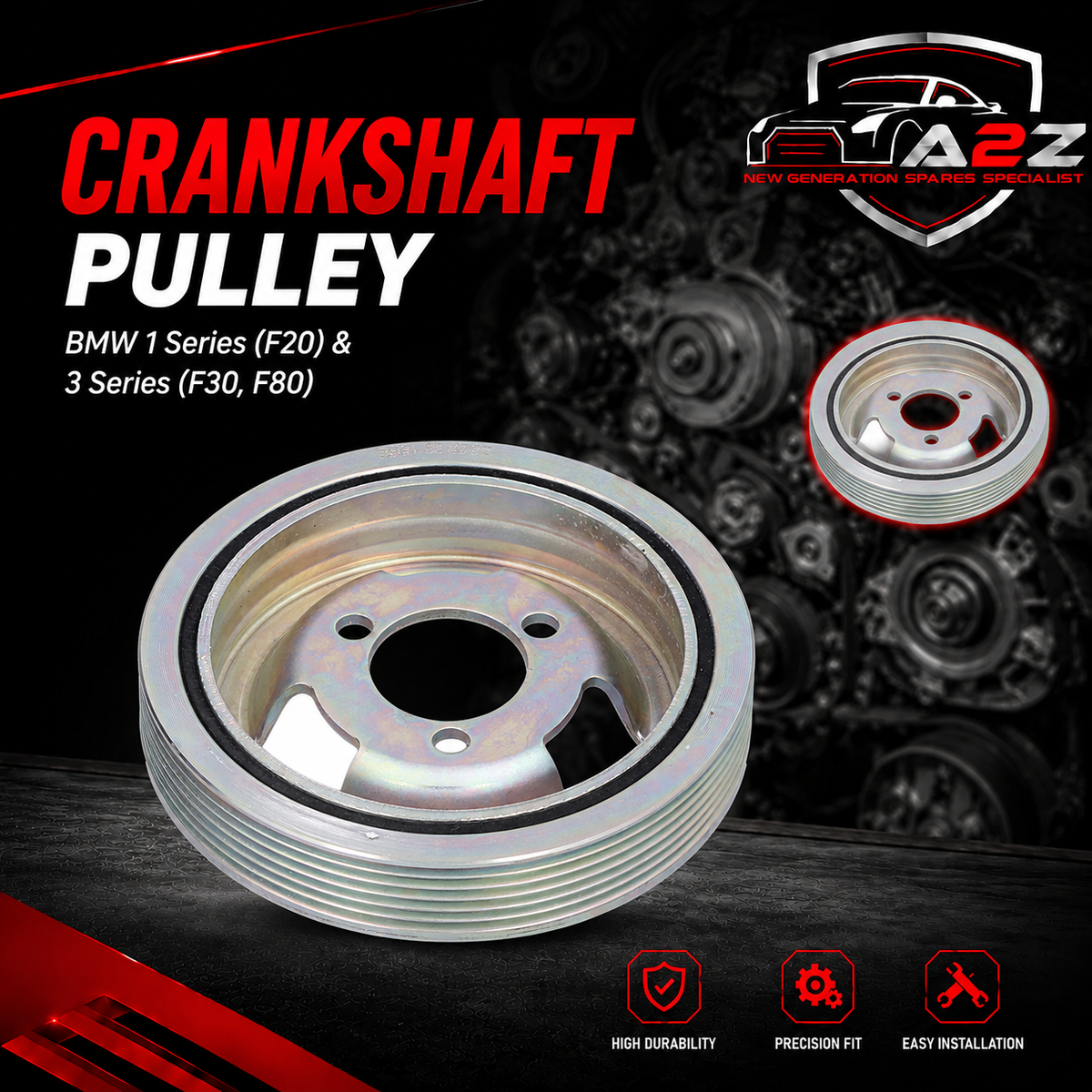 Crankshaft Pulley 11237638551 11237562801 11237622909 Compatible With BMW 1 Series (F20) & 3 Series (F30, F80) Tag-CP-11