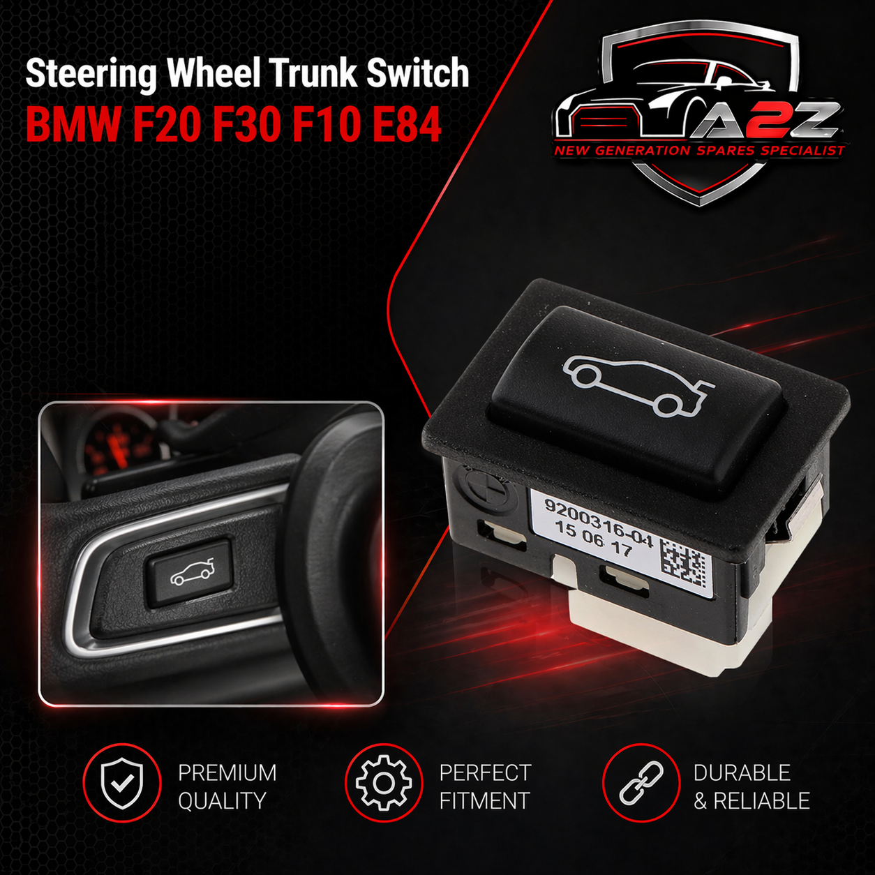 Steering Wheel Trunk Switch 61319200316  61316921846 Compatible with BMW 1 Series F20 & 3 Series F30 & 5 Series F10, X1 E84 Tag-SW-81