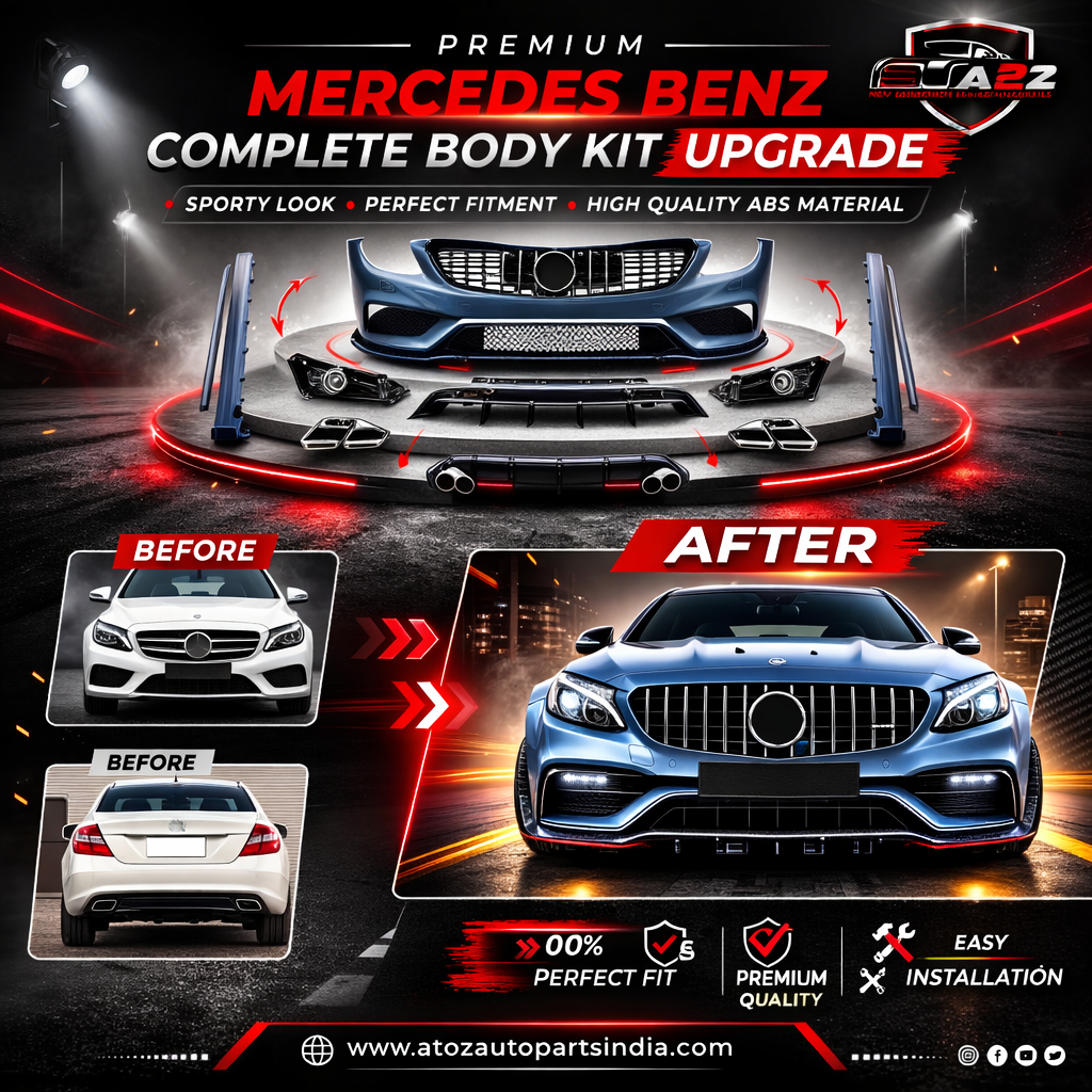 A To Z Compatible With Mercedes Benz C Class W205 (2015-2021) Front Rear Bumper Side Skirt Diffuser Exhaust Tip Upgrade Convert To Amg Amg C63 Bumper Bodykit GC W205-037 CC-9541 (Shipping Cost Not Included In Price)