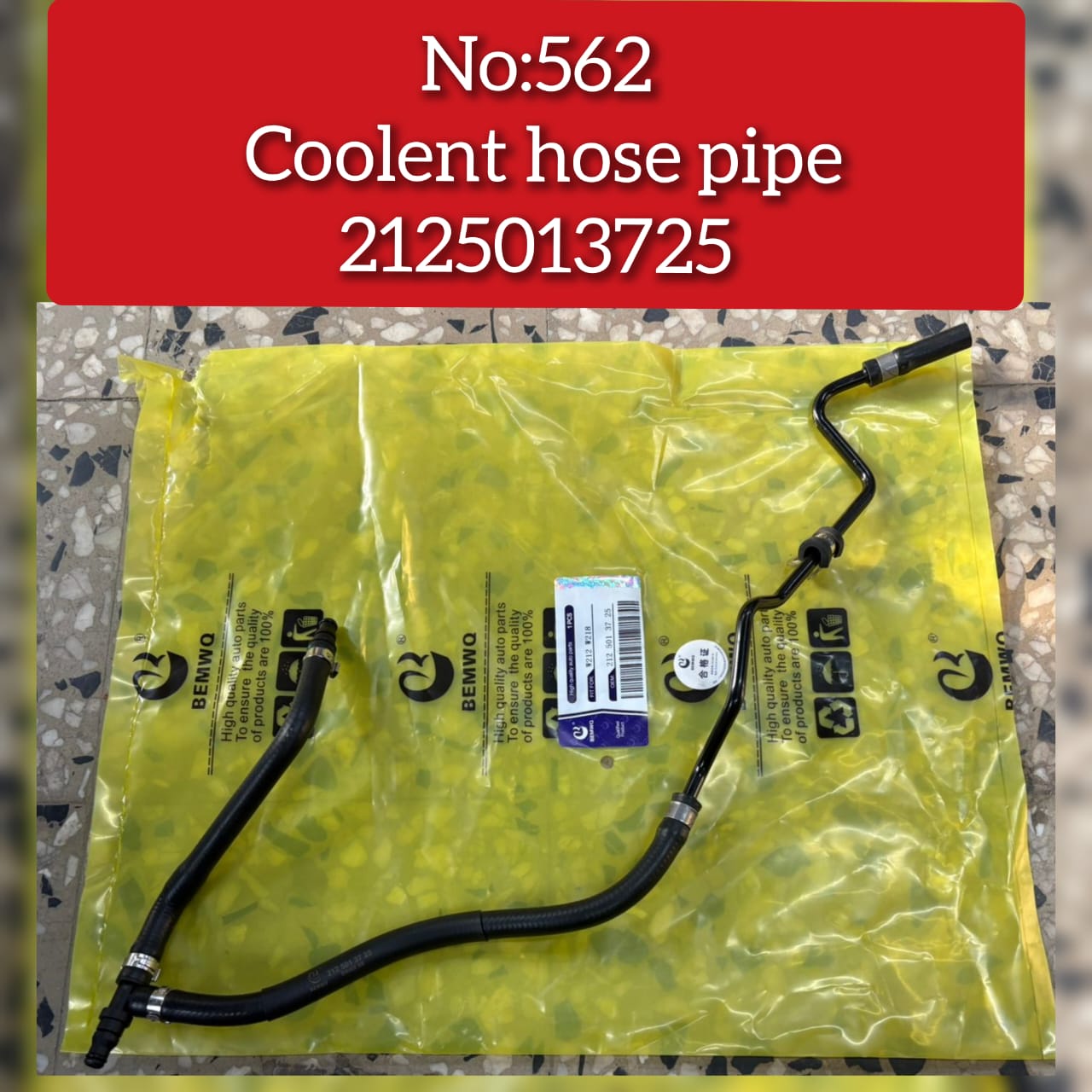 Coolent Hose Pipe 2125013725 Compatible With Mercedes Benz E Class W212 Tag No.562