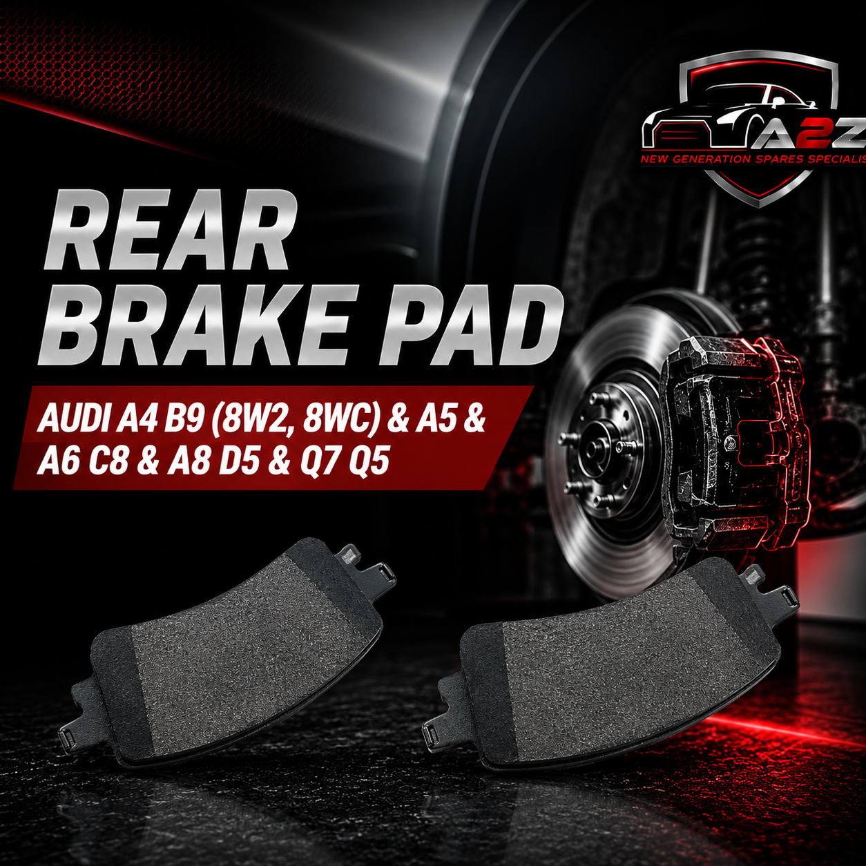 Rear Brake Pad 8W0698451F 2230801  P85154 Compatible With AUDI A4 B9 (8W2, 8WC) & A5 & A6 C8  & A8 D5 & Q7 Q5