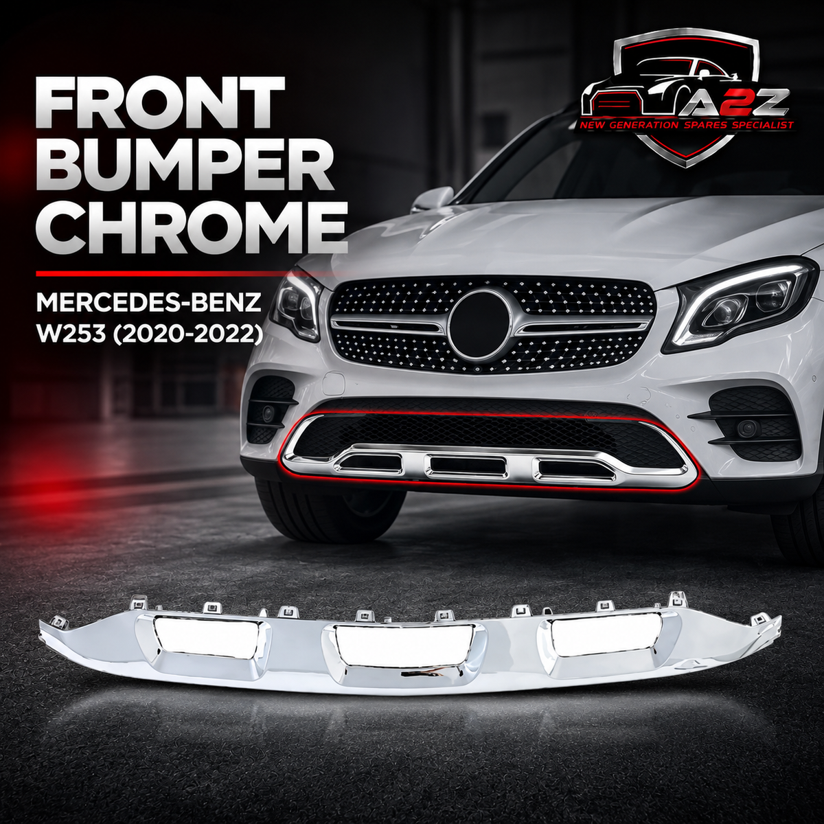 Front Bumper Chrome 2538852404 Compatible With Mercedes-Benz GLC-CLASS W253 (2020-2022) Tag No.264