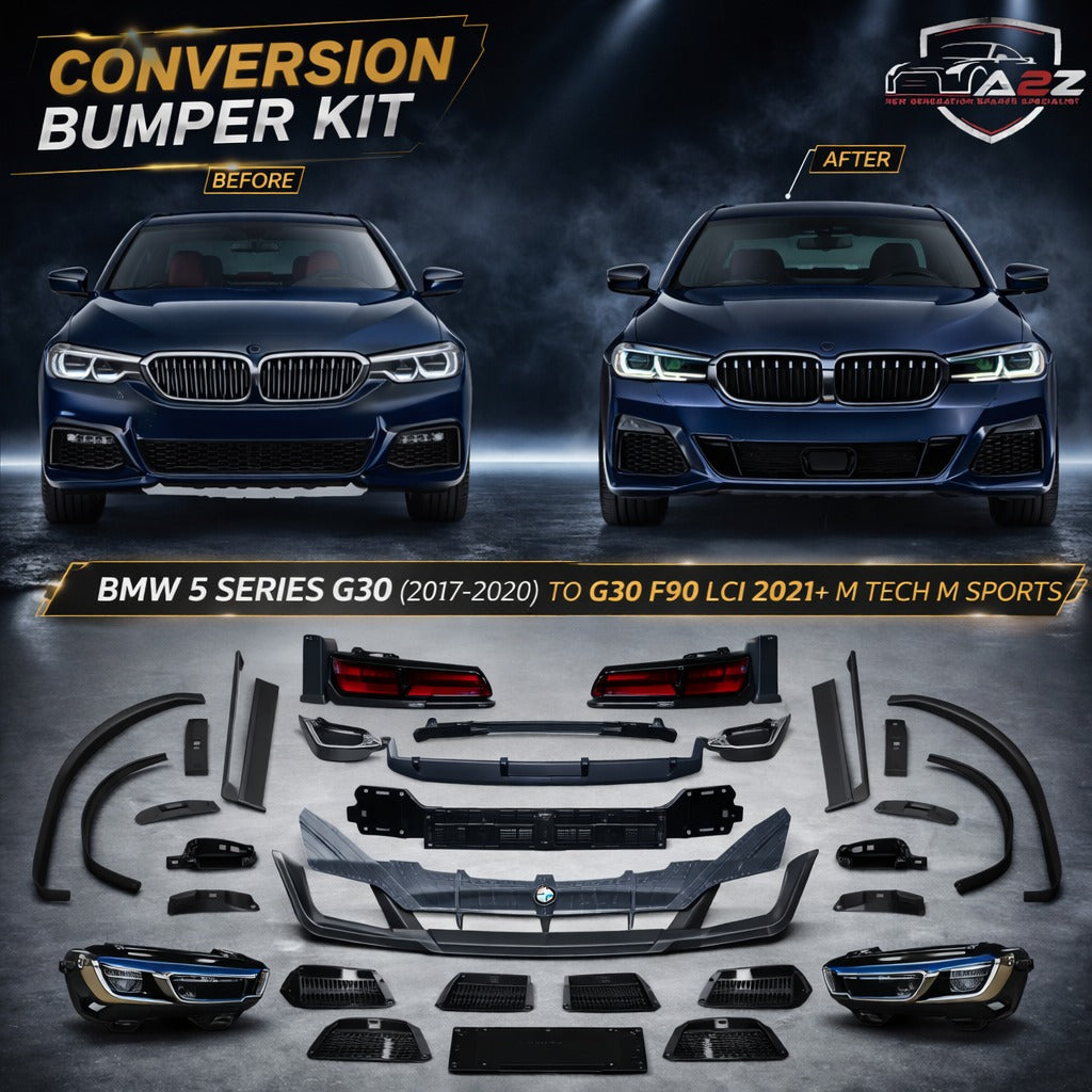 A To Z Compatible With BMW 5 Series G30 (2017-2020) Το G30 F90 Lci 2021+ Mt M Tech M Sports Upgrade Facelift Conversion Body Kit Bumper Trunk Headlight Taillight CC-6345 (Shipping Cost Not Included In Price)