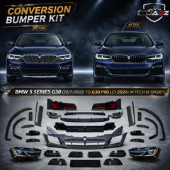A To Z Compatible With BMW 5 Series G30 (2017-2020) Το G30 F90 Lci 2021+ Mt M Tech M Sports Upgrade Facelift Conversion Body Kit Bumper Trunk Headlight Taillight CC-6345 (Shipping Cost Not Included In Price)