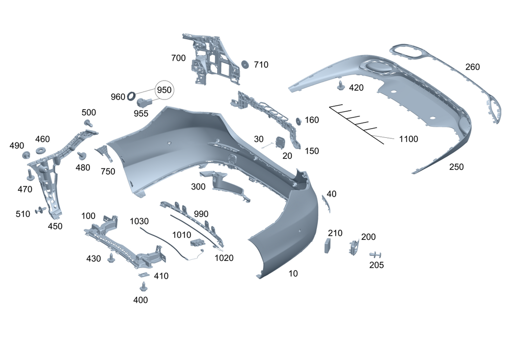 Rear Bumper Bracket 2068855103 Compatible With Mercedes-Benz C-CLASS W206 (2022-2025) Tag No.811