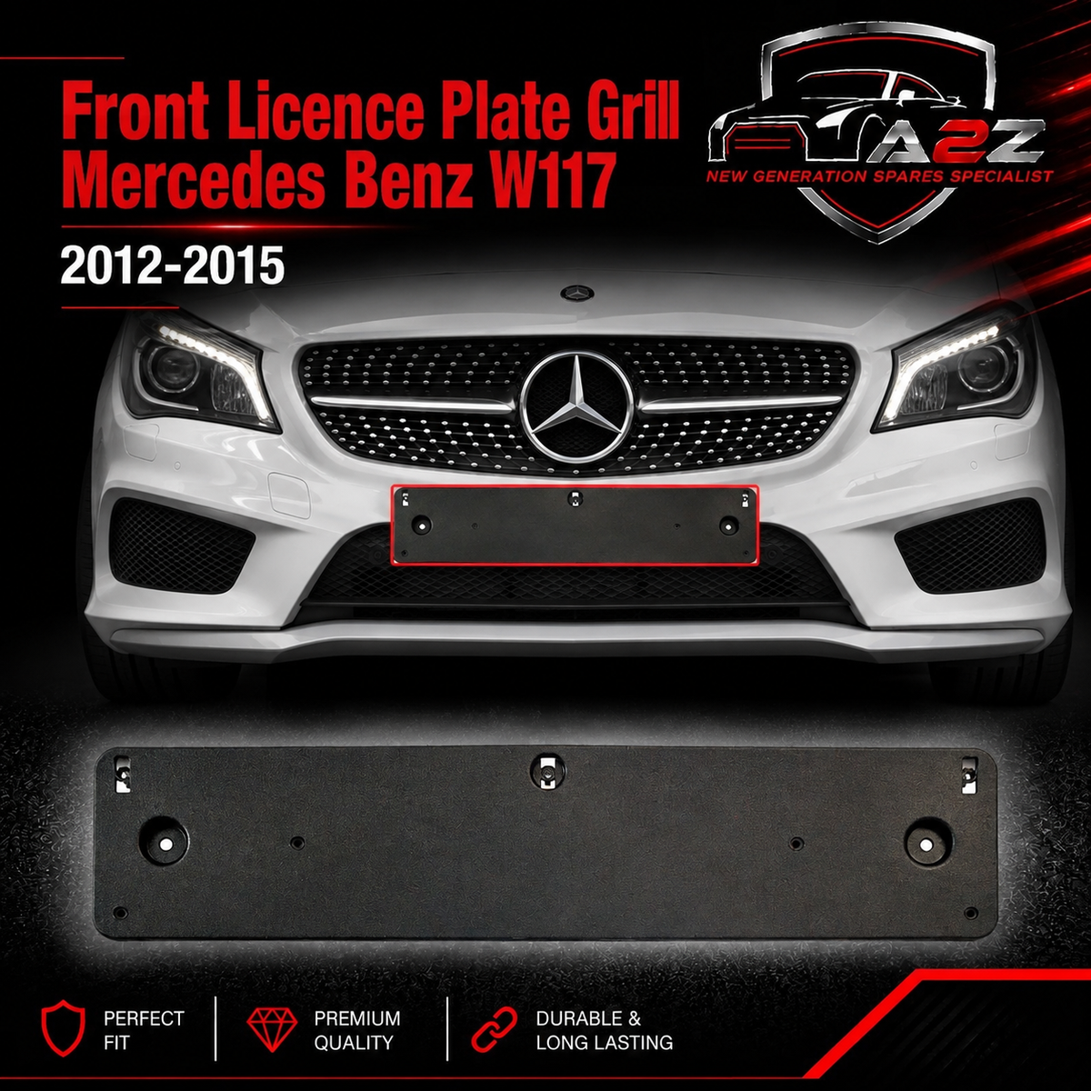 Front Licence Plate Grill A1178850781 1178850781 Compatible With Mercedes Benz W117 2012-15 Tag No.331