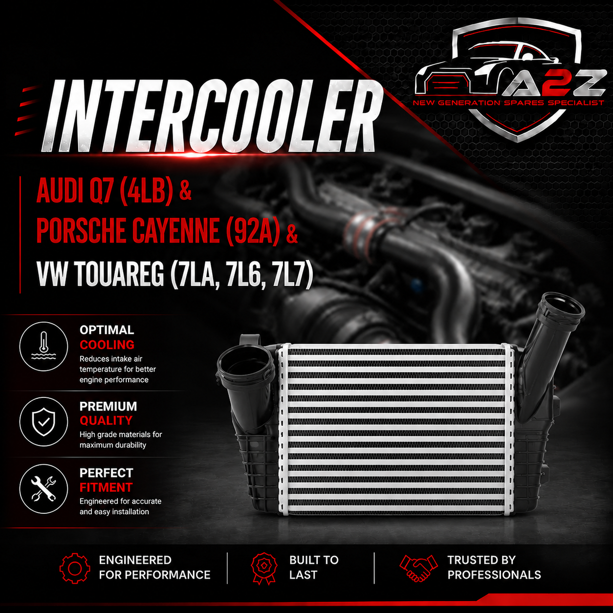 Tubocharger Radiator 7P0145804A Compatible With AUDI Q7 (4LB) & PORSCHE CAYENNE (92A) & VW TOUAREG (7LA, 7L6, 7L7)