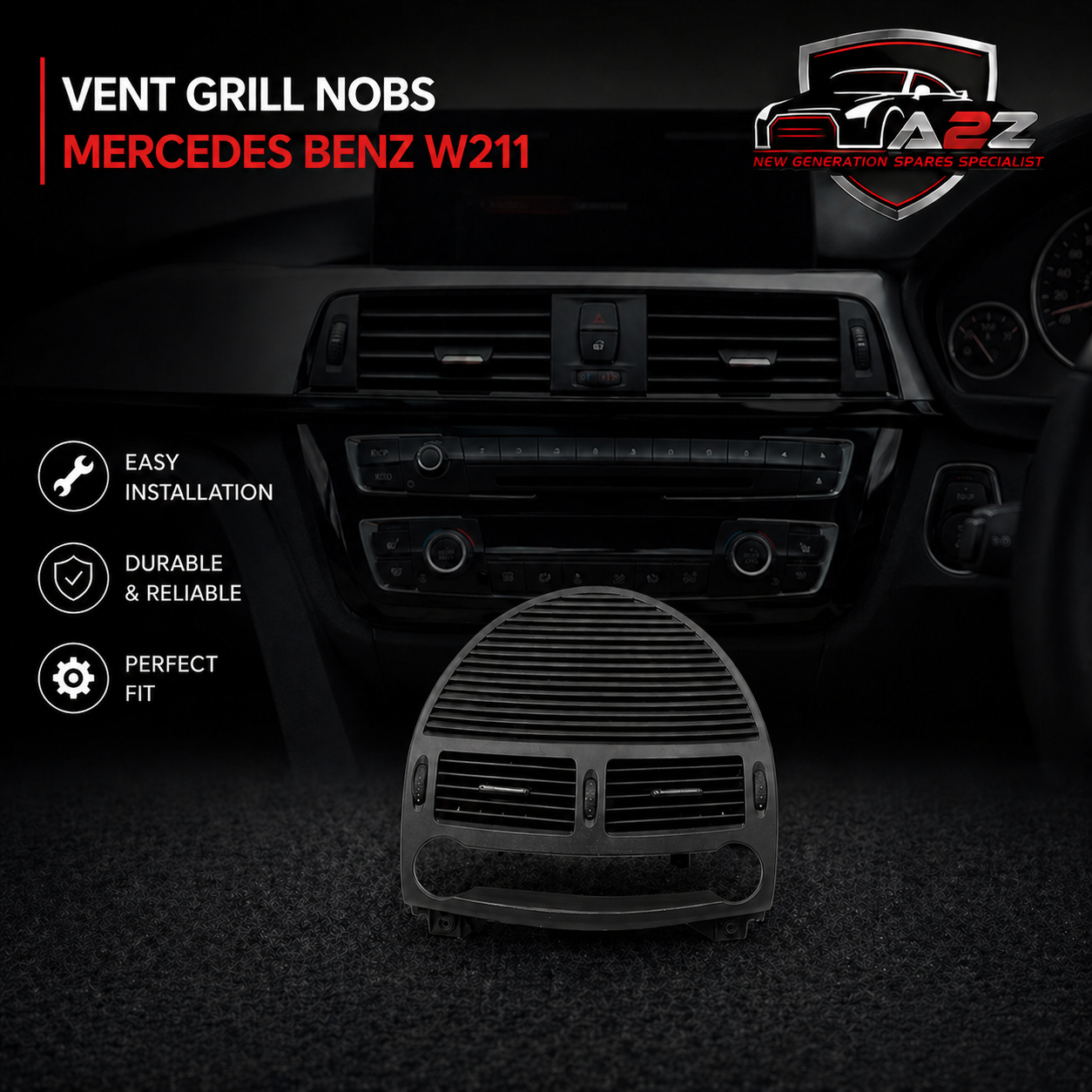 Black Speaker Cover (Center Dash Cover) 2118300054 Compatible With Mercedes Benz E-Class W211