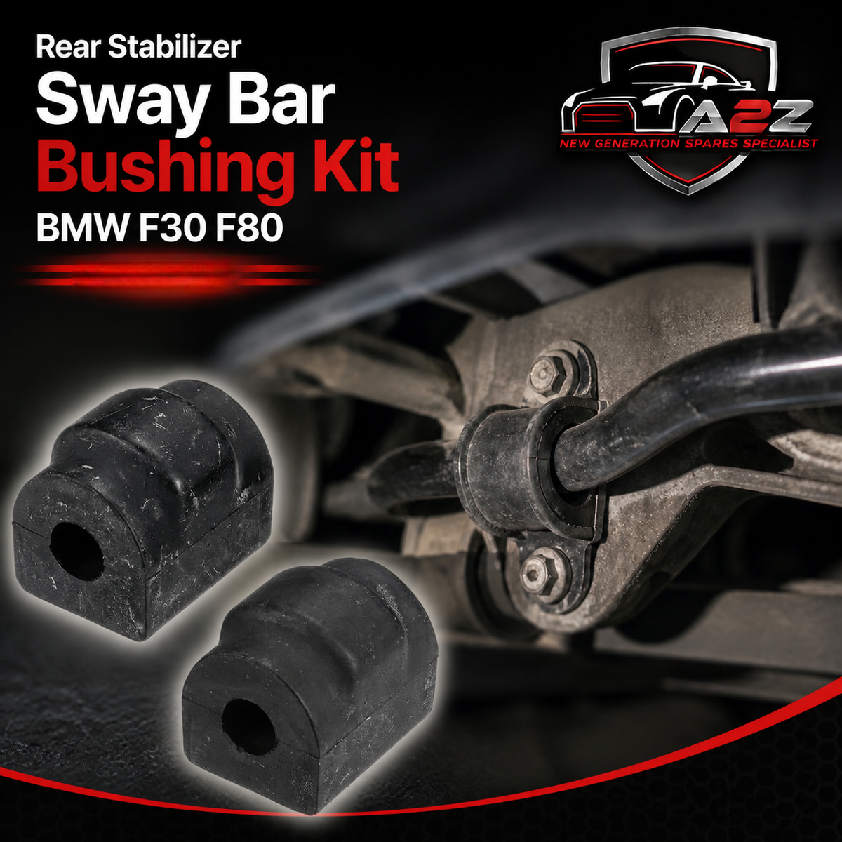 Rear Stabilizer Sway Bar Bushing Kit 33356792196 Compatible With BMW 3 Series (F30, F80) & 3 Series Gran Turismo (F34)