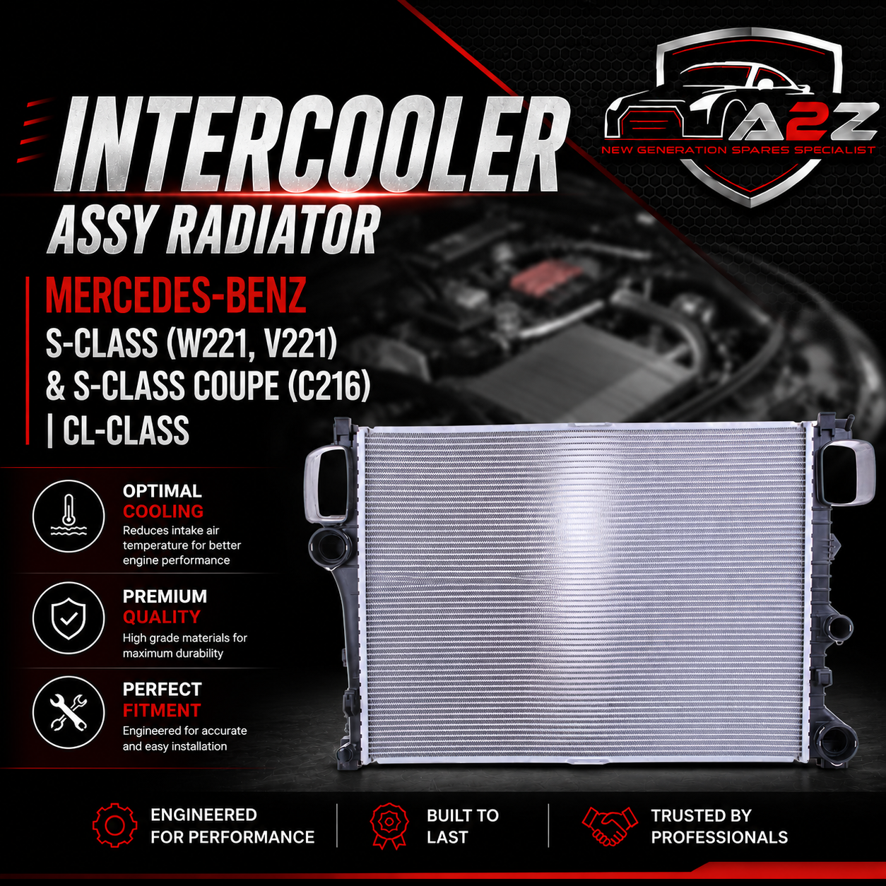 Intercooler Assy Radiator A2215003203 2215003203 Compatible With MERCEDES-BENZ S-CLASS (W221, V221) & S-CLASS Coupe (C216) | CL-CLASS