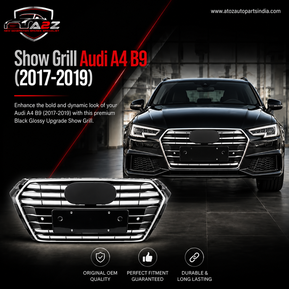 Show Grill Compatible With  Audi A4 B9(2017-19) Shiny Silver Chrome Tag 22